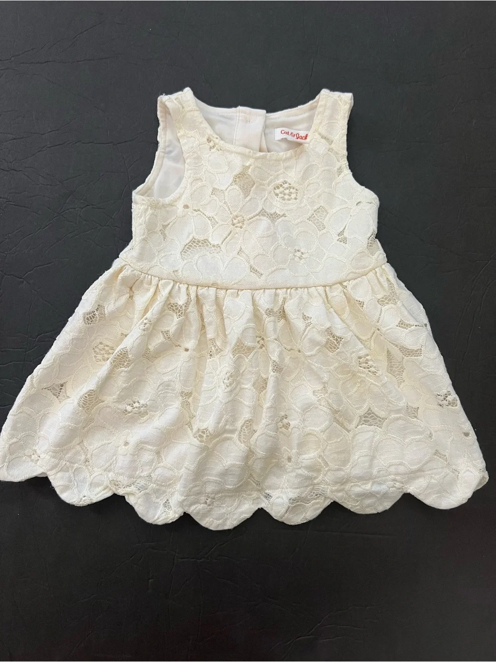 Cat & Jack 12m toddler girl cream sleeveless floral lace dress Full lining NWOT